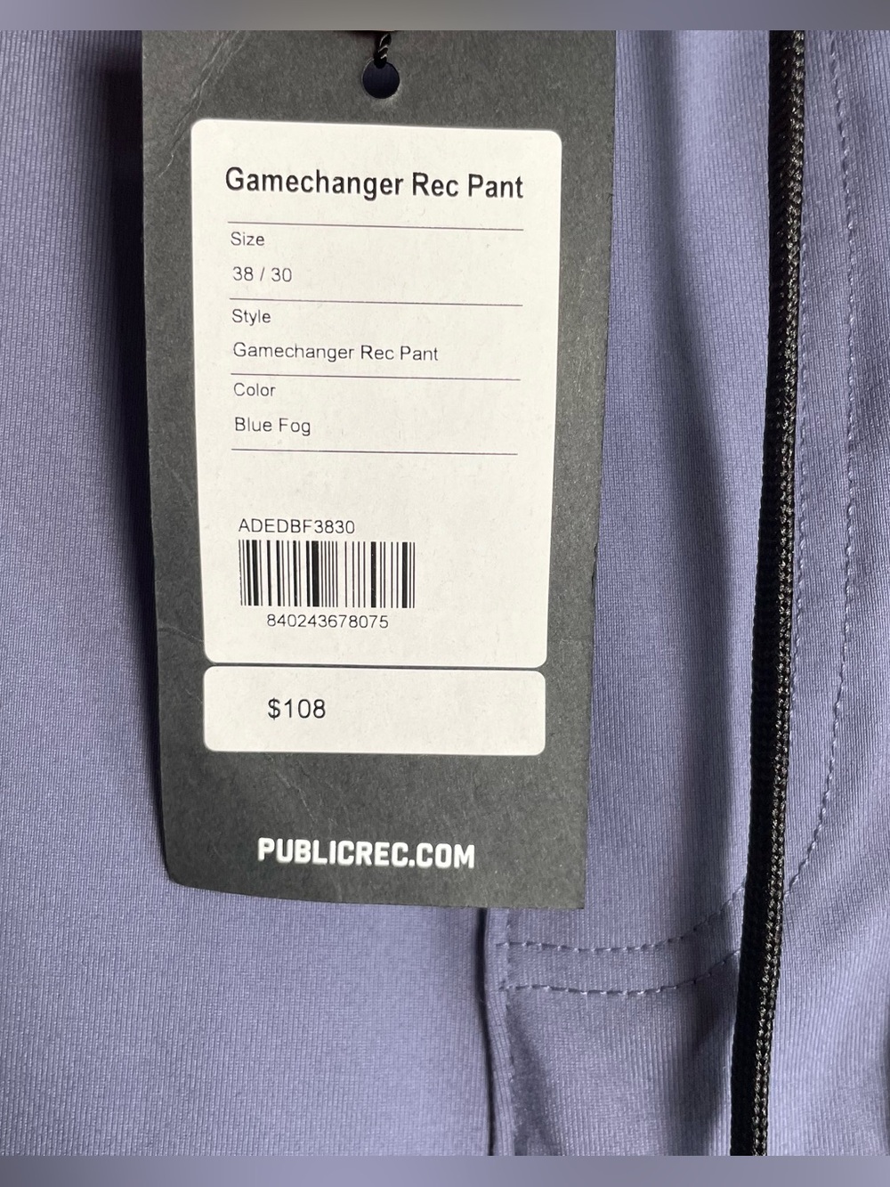 Public Rec Gamechanger Rec Pants Mens 38x30 Blue Fog Everyday Casual Performance - Picture 3 of 14